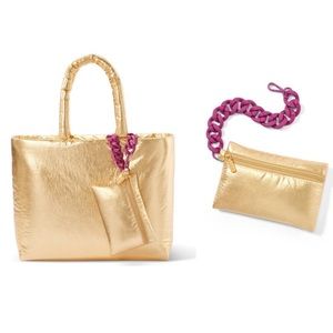 🔖 KIKA VARGAS x Target Metallic Puffer Tote Bag with Chain - Gold